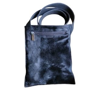 Nine West Black Calf Hair Genuine Leather Y2K Crossbody Purse